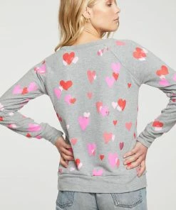Chaser Heart Bliss Knit Pullover Grey