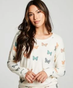 Chaser Long Sleeve Bliss Knit Pullover Antique White