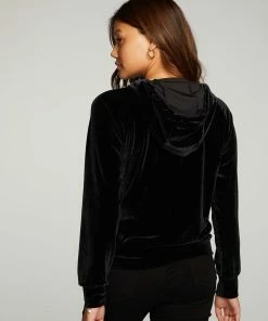 Chaser Velvet Zip Up Black