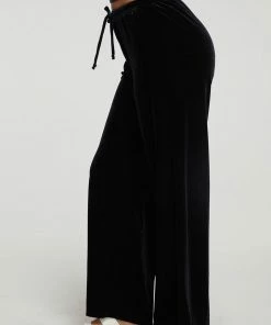Chaser Velvet Wide Leg Black