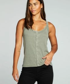 Chaser Vintage Rib Snap Tank Dill