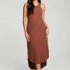 Chaser Poor Boy Rib Midi Tank Dress Cappuccino