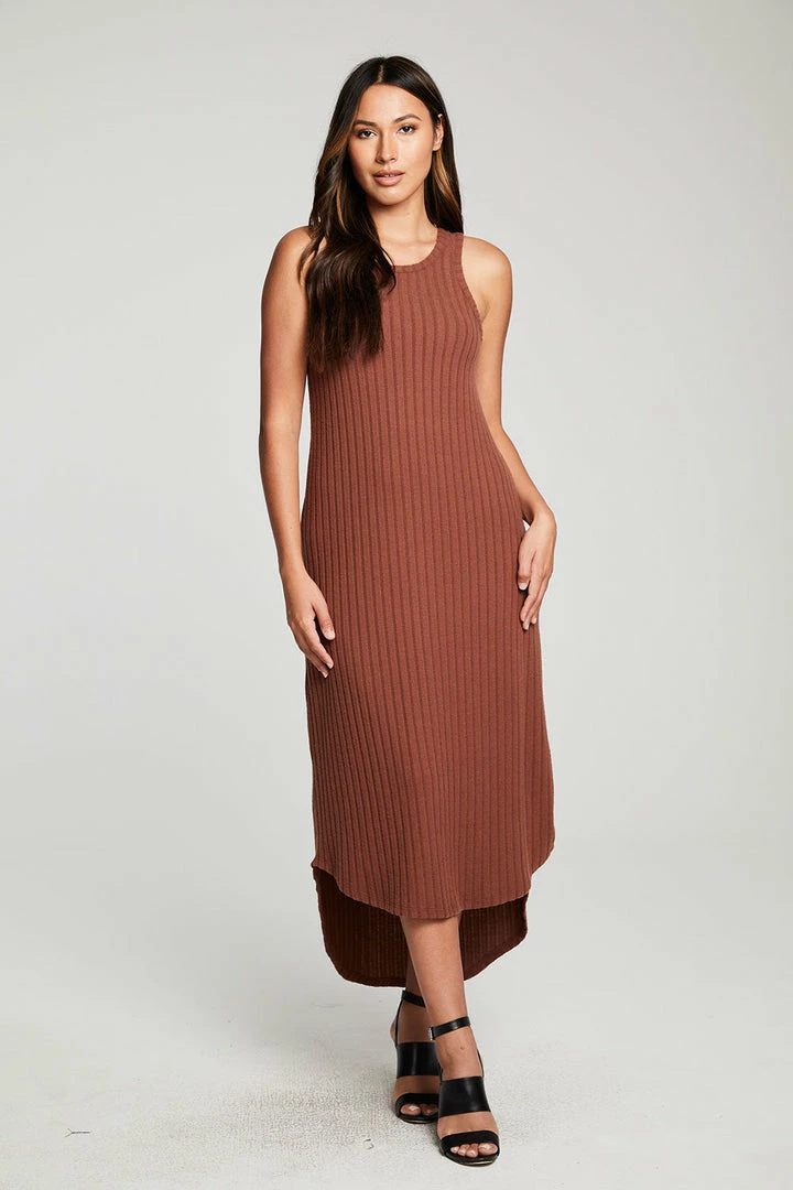 Chaser Poor Boy Rib Midi Tank Dress Cappuccino 3 Chaser Poor Boy Rib Midi Tank Dress Cappuccino