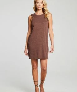 Chaser Jersey Ruffle Racer Dress Cappuccino