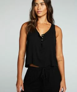 Chaser Snap Front Henley Black