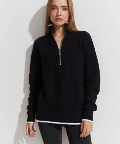 Varley Cooper Knit Zip Black