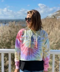 Zen&Zip Tie Dye Crop Hoodie Zen Rainbow
