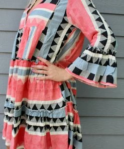 Sofia Tori Checks Dress Coral Sophia Collection