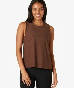 Beyond Yoga Balanced Muscle Tank Mahogany Brown Heather