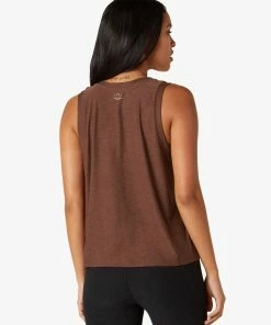 Beyond Yoga Balanced Muscle Tank Mahogany Brown Heather