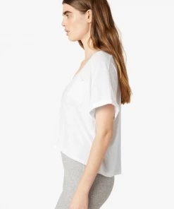 Beyond Yoga Deep V Pocket Tee White