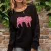 Wooden Ships Black Chunky Pink Cheetah Crew
