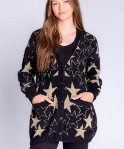 P.J. Salvage Shinning Star Cardigan Black