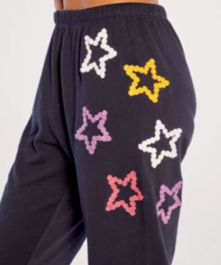 WildFox Star Stiches Knox Sweats Black