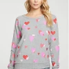 Chaser Heart Bliss Knit Pullover Grey