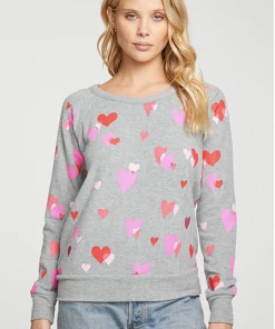 Chaser Heart Bliss Knit Pullover Grey