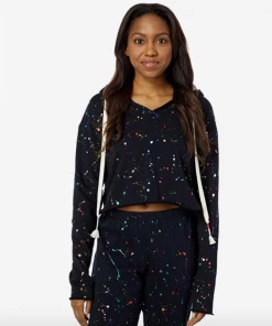 WildFox Foil Splatter Hoodie Black