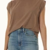 Splendid Jersey Pleated Tank Mocha
