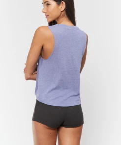 Spiritual Gangster Light Crop Tank Heather Blue Ash