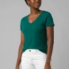 Prana Foundation Short Sleeve Vneck Deep Pine Heather