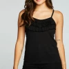 Chaser Linen Ruffle Cami True Black 1 Chaser Linen Ruffle Cami True Black