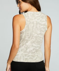 Chaser Linen Raw Edge Tank Khaya
