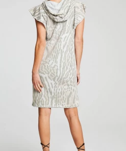 Chaser Flutter Sleeve Hooded Dress Tigress