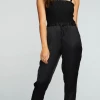 Chaser Smocked Drawstring Jumpsuit True Black