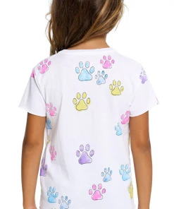 Chaser Girls Short Sleeve Dog Crew Neck White
