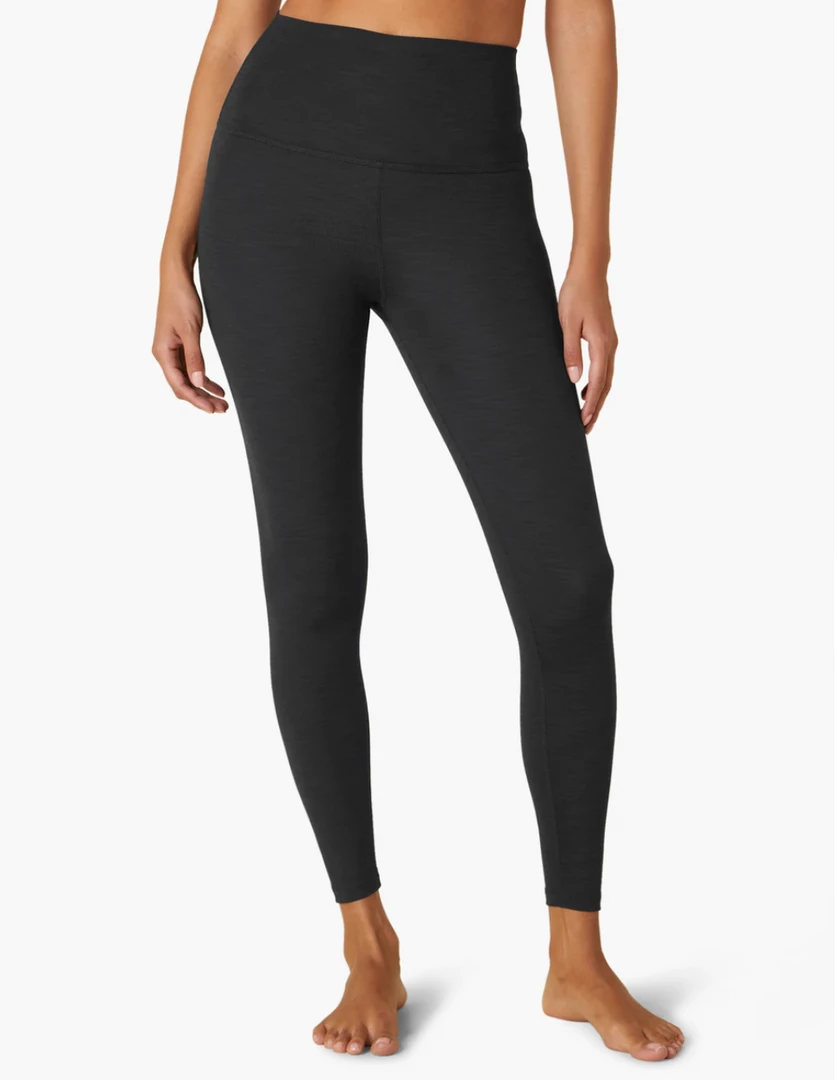 Beyond Yoga Heather Rib High Wasited Midi Black 3 Beyond Yoga Heather Rib High Wasited Midi Black