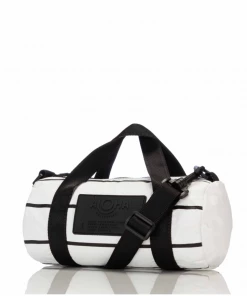 Aloha Collection Pinstripe Mini Duffle Black On White