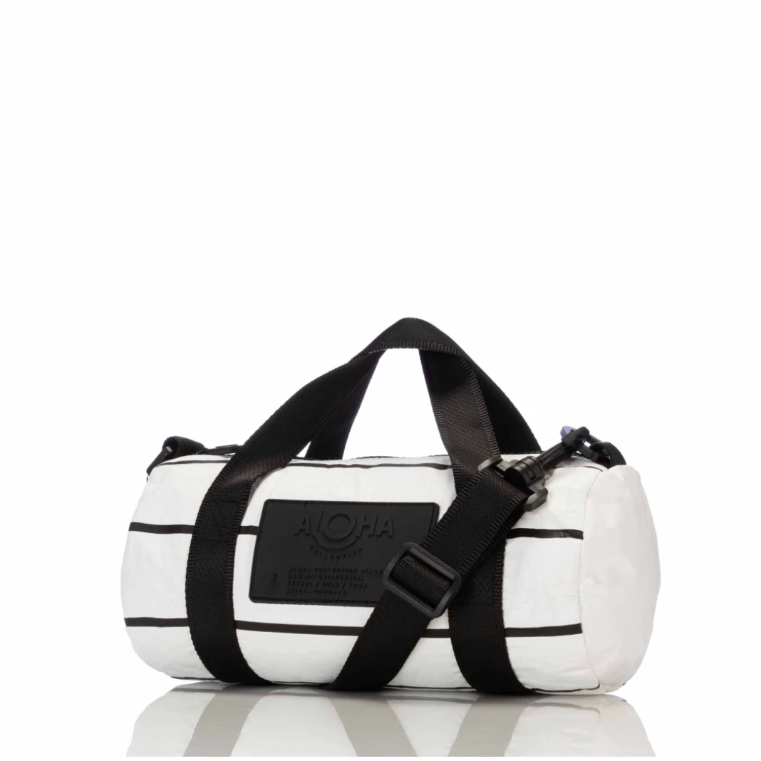 Aloha Collection Pinstripe Mini Duffle Black On White 3 Aloha Collection Pinstripe Mini Duffle Black On White