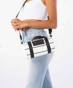 Aloha Collection Pinstripe Mini Duffle Black On White