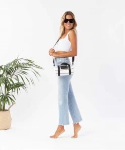 Aloha Collection Pinstripe Mini Duffle Black On White 7 Aloha Collection Pinstripe Mini Duffle Black On White