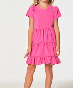 Chaser Coastal Puff Sleeve Tiered Dress Rio