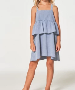 Chaser Coastal Flouncy Sundress Denim Mineral