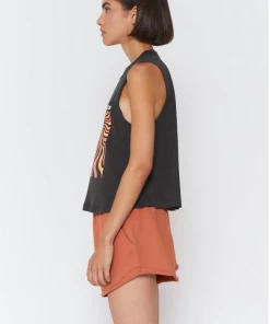 Spiritual Gangster Feel Good Crop Tank Heather Vintage Black