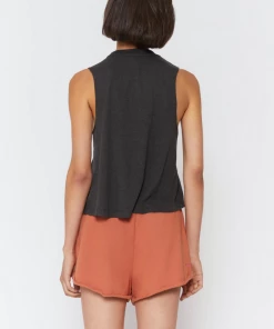 Spiritual Gangster Feel Good Crop Tank Heather Vintage Black