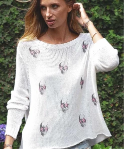 Wooden Ships Starry Eye Pink/ White Sweater