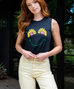 Sub_Urban Riot Flower Smile Muscle Tank Black