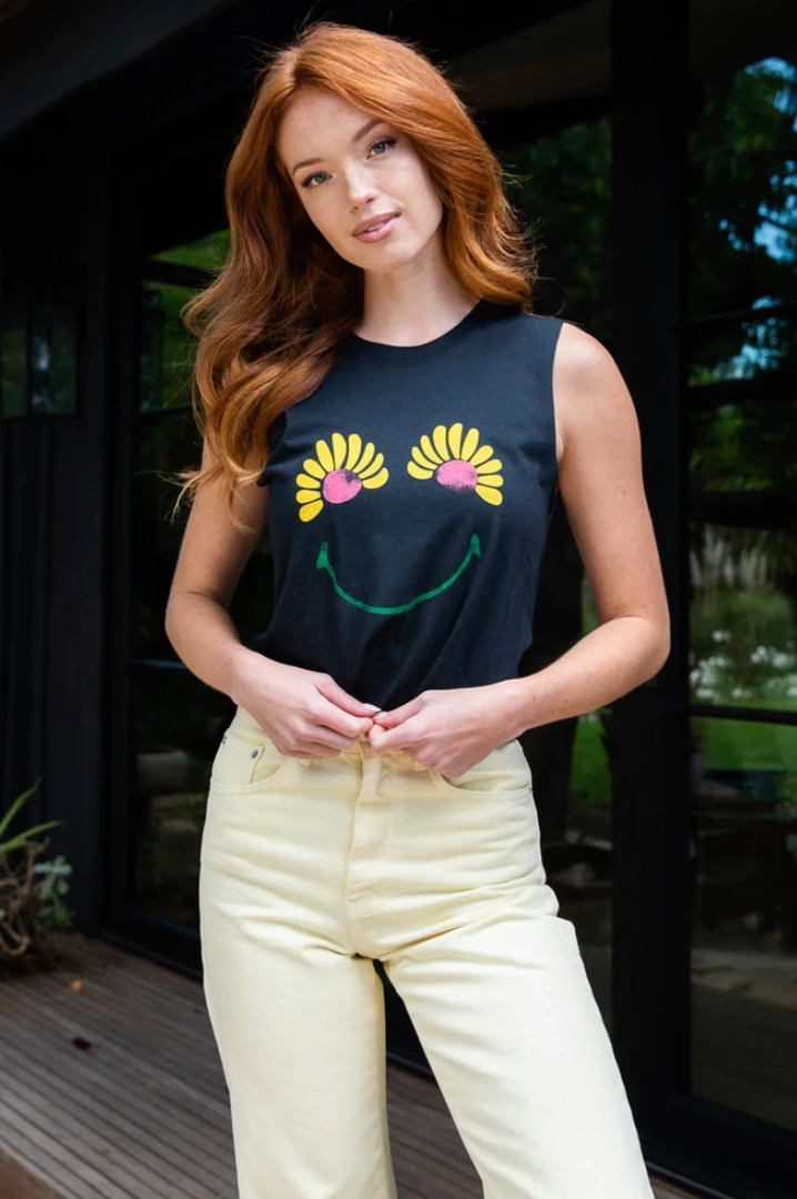 Sub_Urban Riot Flower Smile Muscle Tank Black 3 Sub_Urban Riot Flower Smile Muscle Tank Black