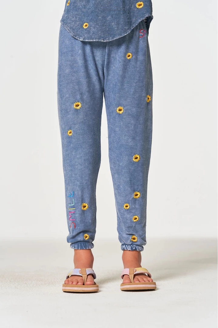 Chaser Girls Sunshine Day Cozy Knit Lounge Pant Denim Mineral Wash 3 Chaser Girls Sunshine Day Cozy Knit Lounge Pant Denim Mineral Wash