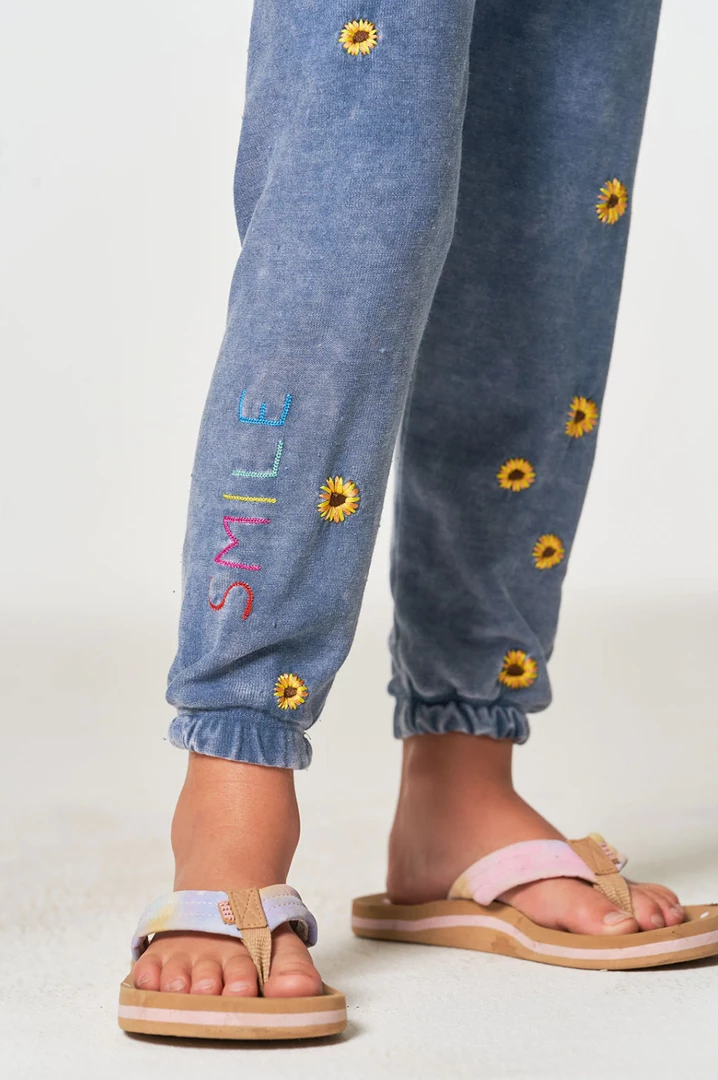 Chaser Girls Sunshine Day Cozy Knit Lounge Pant Denim Mineral Wash 4 Chaser Girls Sunshine Day Cozy Knit Lounge Pant Denim Mineral Wash