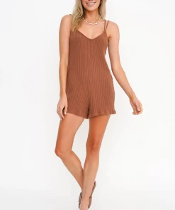 Project Social T Best Coast Ribbed Romper Desert Terra