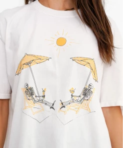 Project Social T Lounging Skeltons Oversized Tee Vintage White