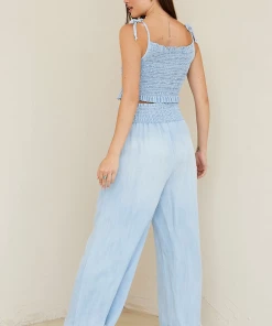 Bella Dahl Smocked Wide Leg Crop Riviera Wash