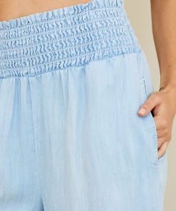 Bella Dahl Smocked Wide Leg Crop Riviera Wash