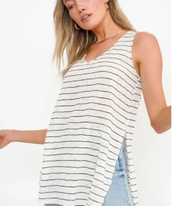 Project Social T Daphne Tunic Tank Ivory Black