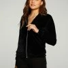 Chaser Velvet Zip Up Black
