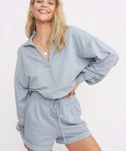 Project Social T Collared Sweatshirt Waters Edge